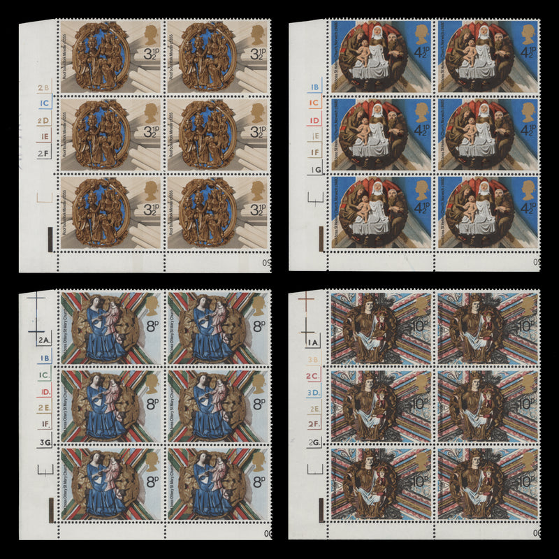 Great Britain 1974 (MNH) Christmas cylinder blocks