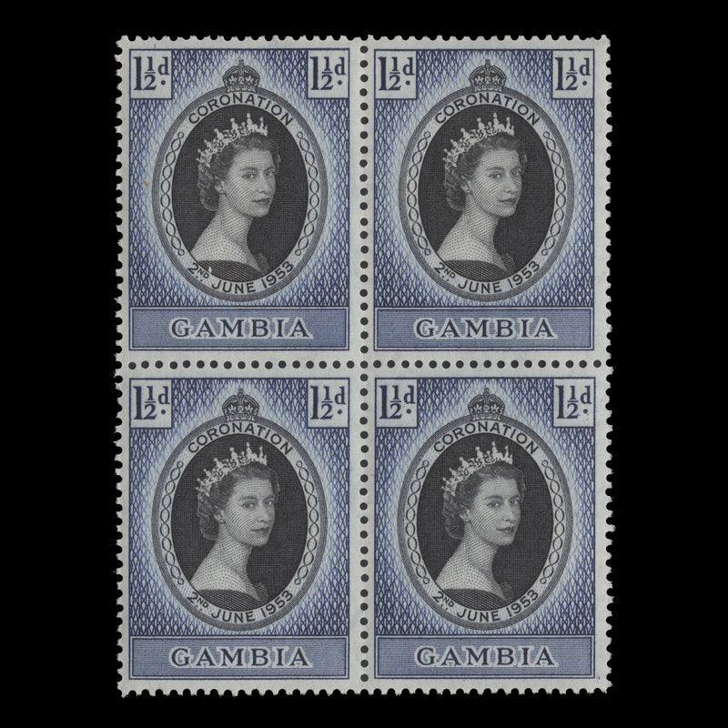 Gambia 1953 (MNH) 1½d Coronation block