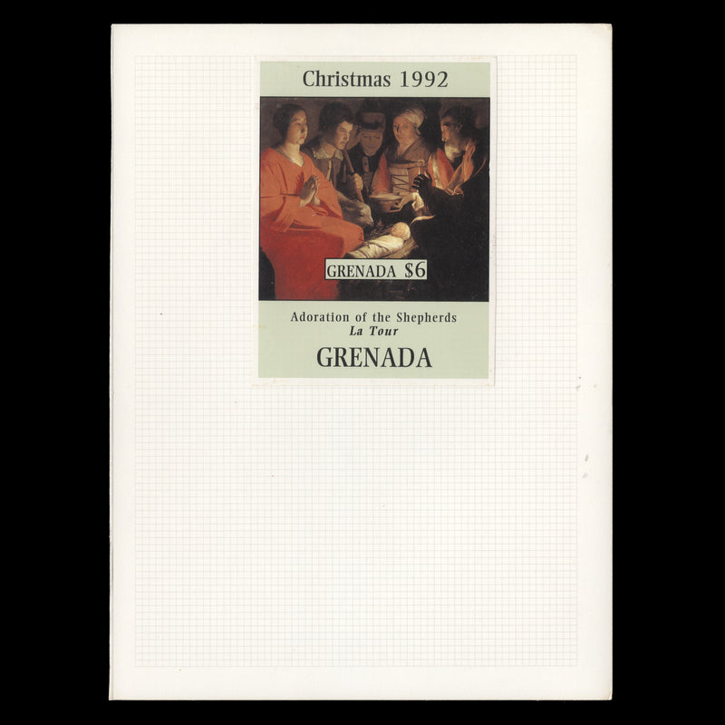 Grenada 1992 Christmas imperforate proofs on presentation cards