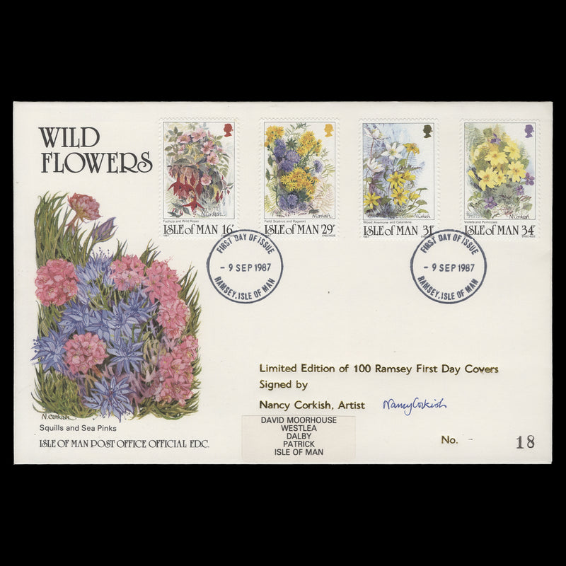 Isle of Man 1987 Wild Flowers first day cover signed by Nancy Corkish