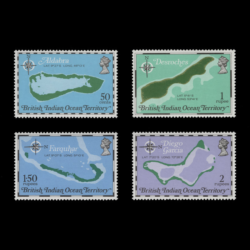 BIOT 1975 (MNH) Maps set and miniature sheet