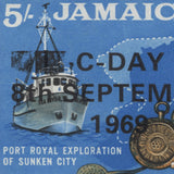 Jamaica 1969 (Variety) 50c/5s Port Royal Exploration pair with mast obliterator