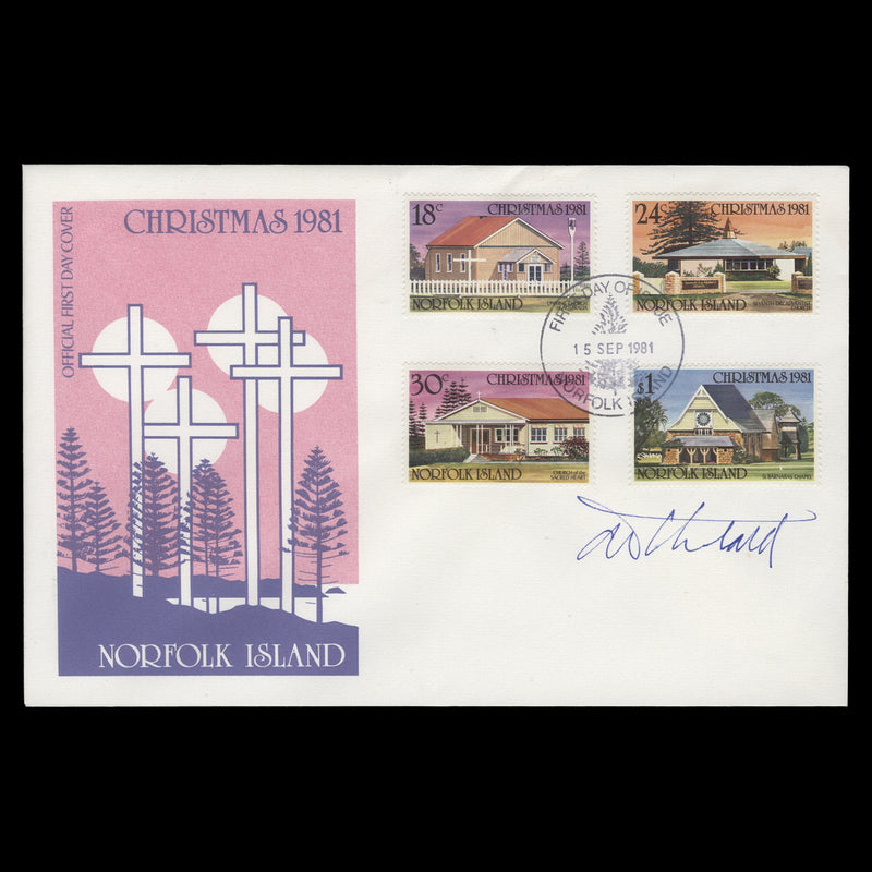 Norfolk Island 1981 Christmas first day cover signed by Tony Theobald