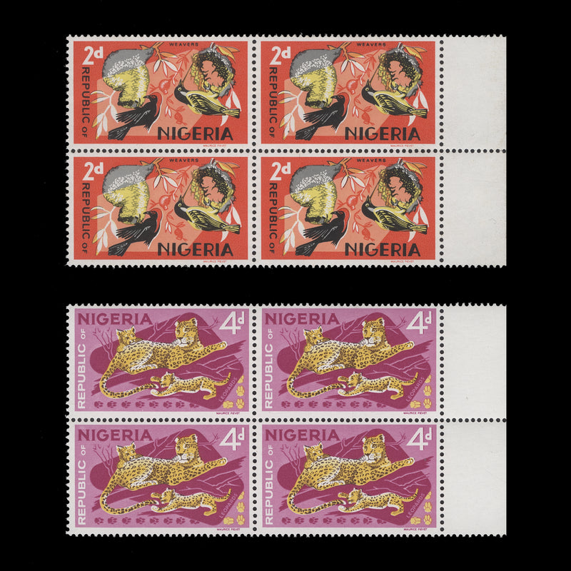 Nigeria 1970-71 (MNH) Wildlife Definitives blocks, Enschedé