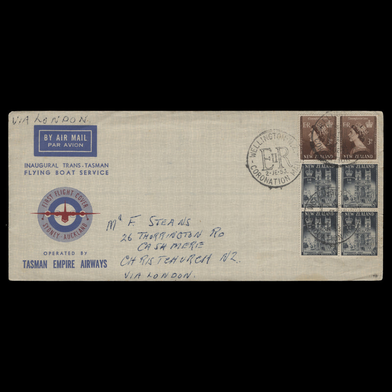 New Zealand 1953 Coronation day flight cover, WELLINGTON