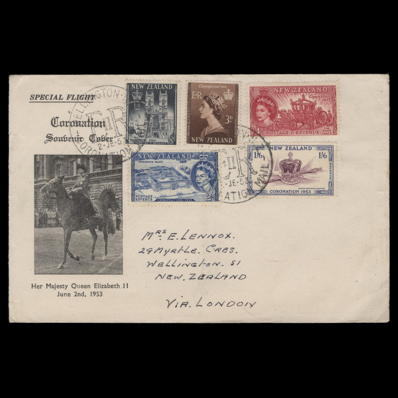 New Zealand 1953 Coronation day flight cover, WELLINGTON