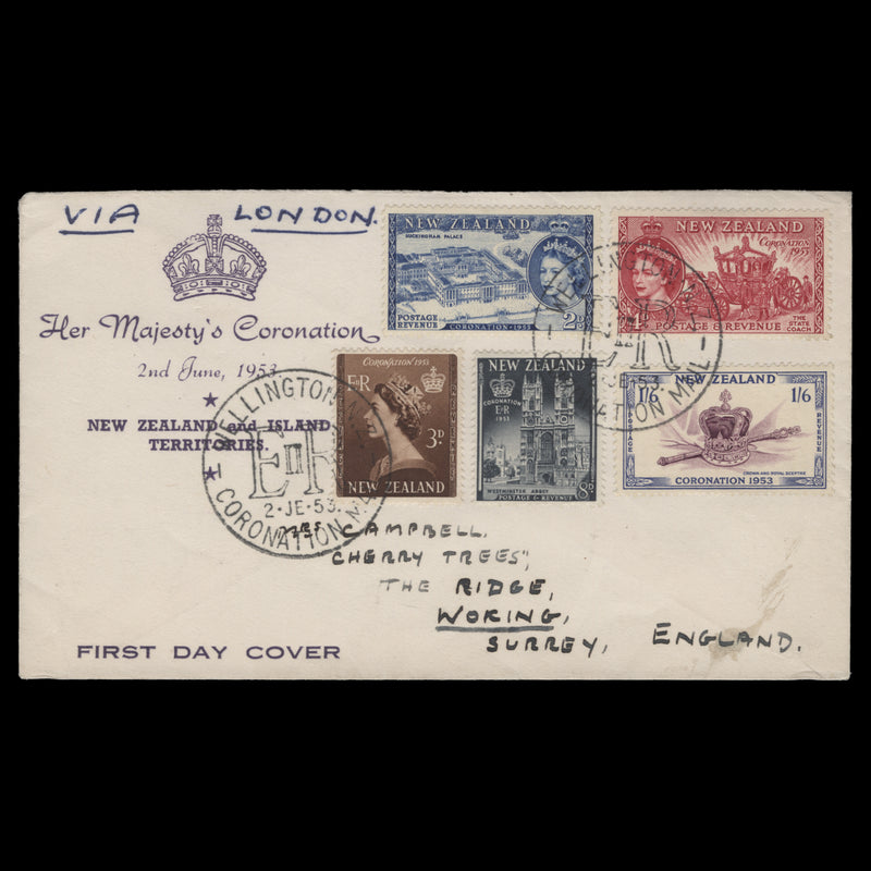 New Zealand 1953 Coronation day flight cover, WELLINGTON