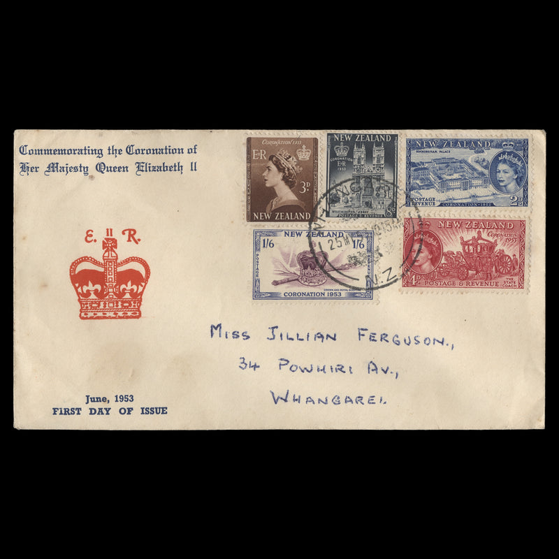 New Zealand 1953 Coronation first day cover, WHANGAREI