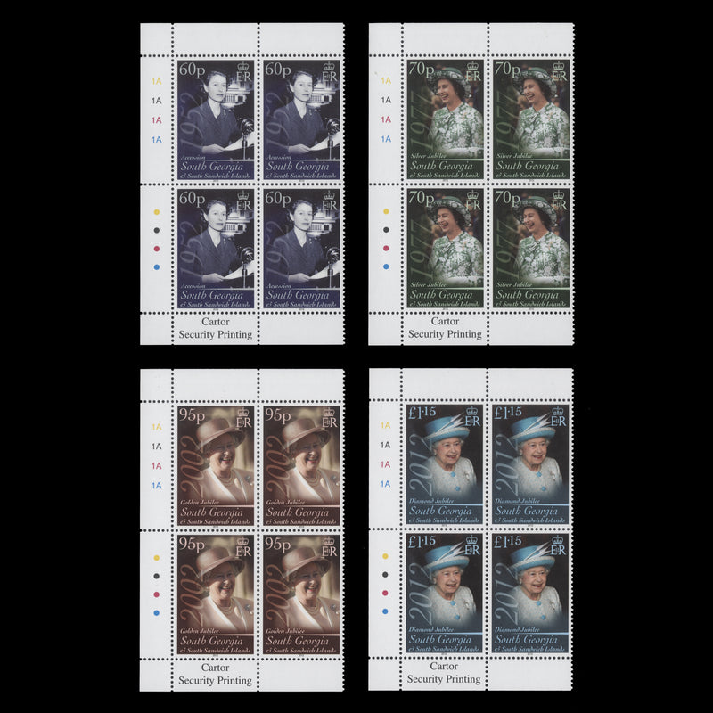 South Georgia 2012 (MNH) Accession Anniversary plate blocks