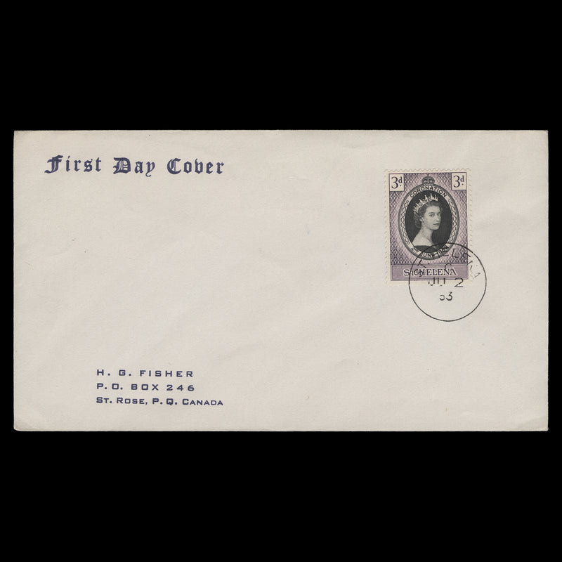 Saint Helena 1953 (FDC) 3d Coronation