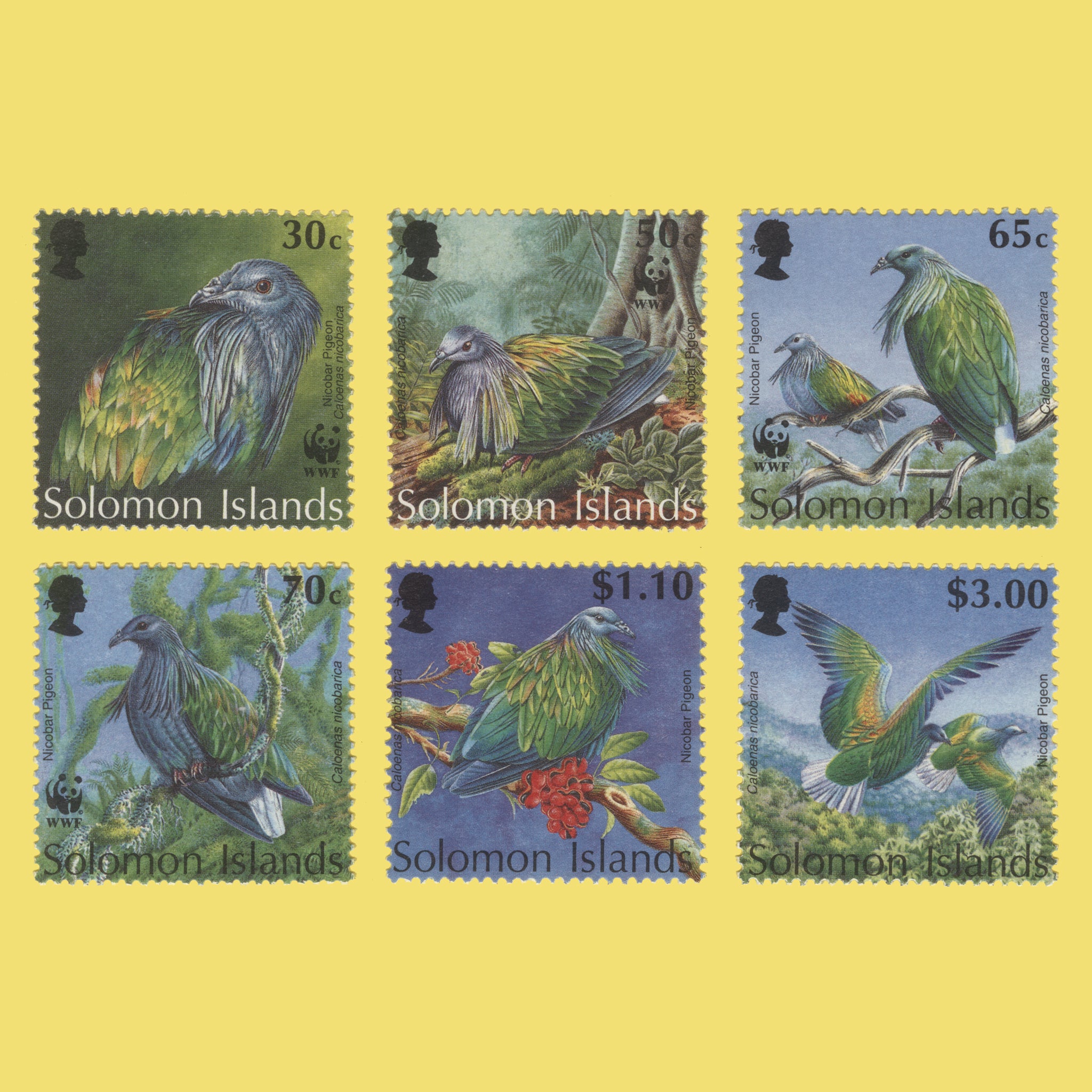 Solomon Islands 1993 (MNH) Endangered Species, Nicobar Pigeon set ...