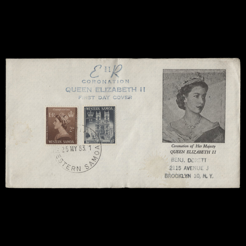 Samoa 1953 Coronation first day cover, APIA