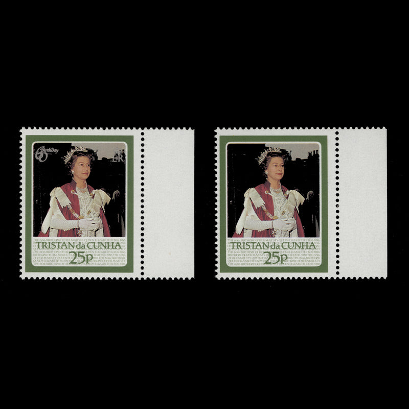 Tristan da Cunha 1986 (Error) 25p Queen Elizabeth II’s 60th Birthday