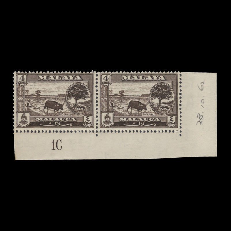 Malacca 1960 (MLH) 4c Ricefield plate 1C pair