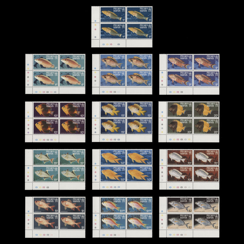 Pitcairn Islands 1984 (MNH) Fishes traffic light/plate 1D blocks