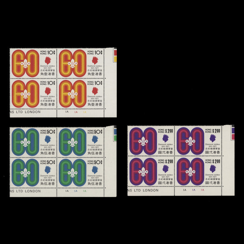 Hong Kong 1971 (MNH) Scouting Anniversary plate blocks