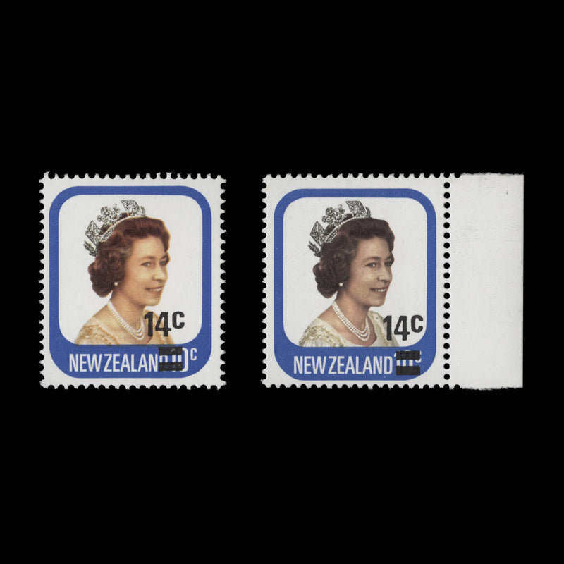 New Zealand 1979 (MNH) 14c/10c Queen Elizabeth II missing orange