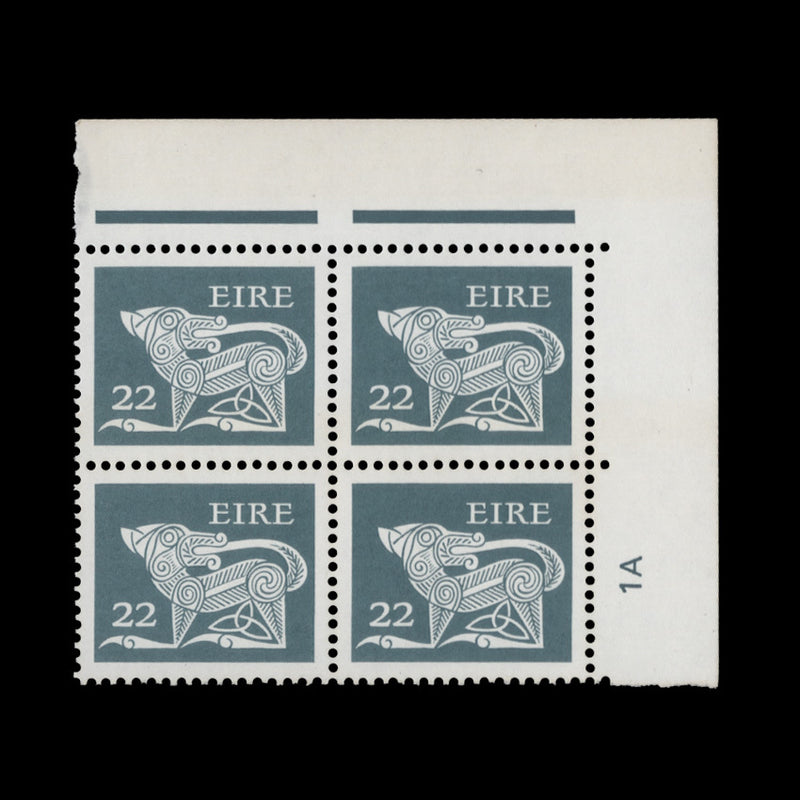 Ireland 1981 (MNH) 22p Dog cylinder 1A block x 4, perf 14 x 14½, litho