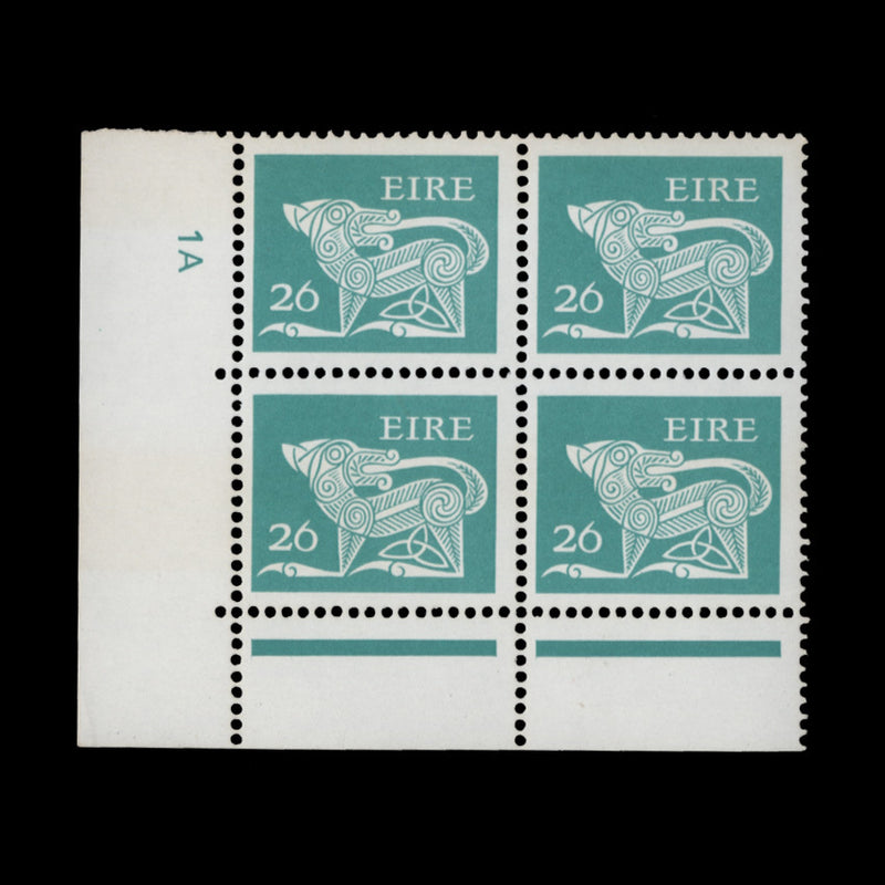 Ireland 1982 (MNH) 26p Dog cylinder 1A block x 4, perf 14 x 14½, litho