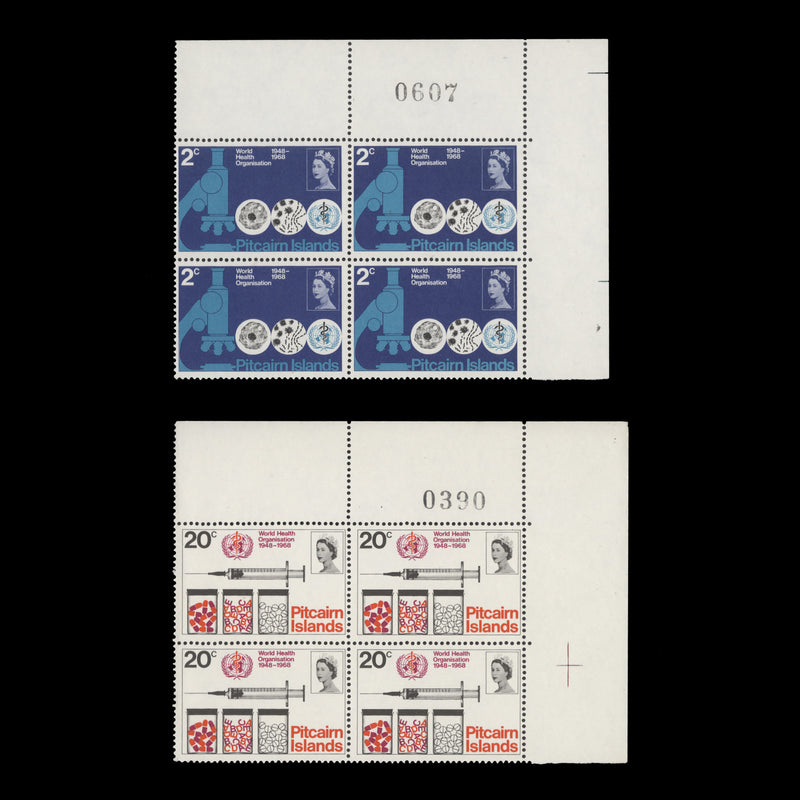 Pitcairn Islands 1968 (MNH) WHO Anniversary sheet number blocks