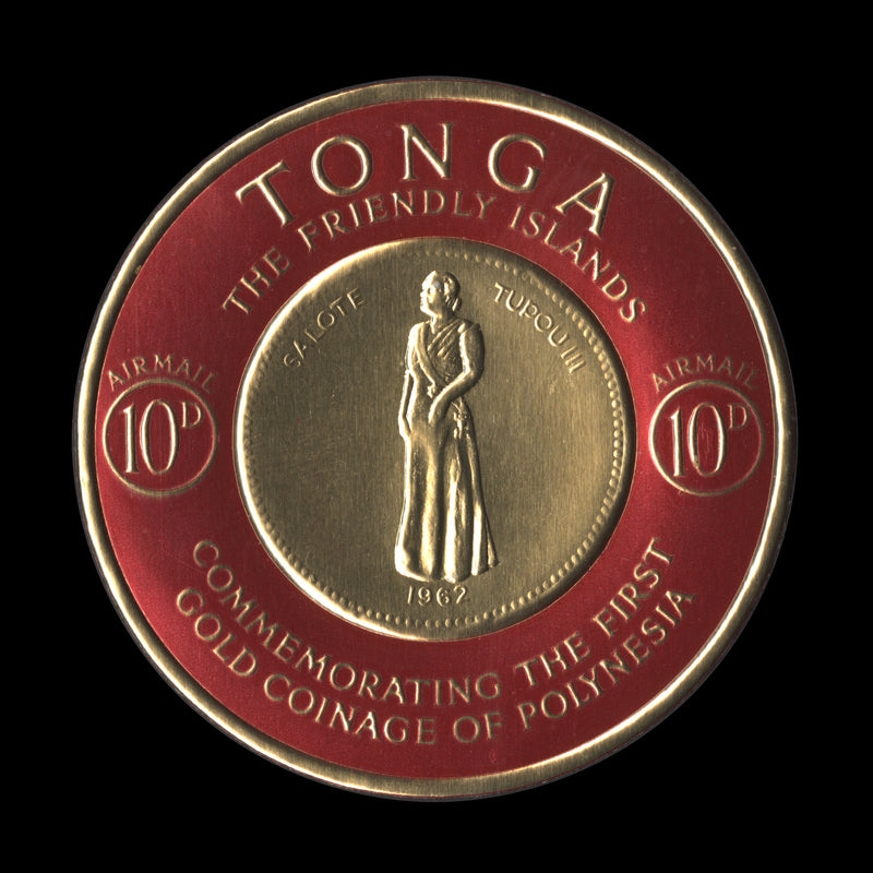 Tonga 1963 (Trial) 10d Gold Coinage Commemoration, black border