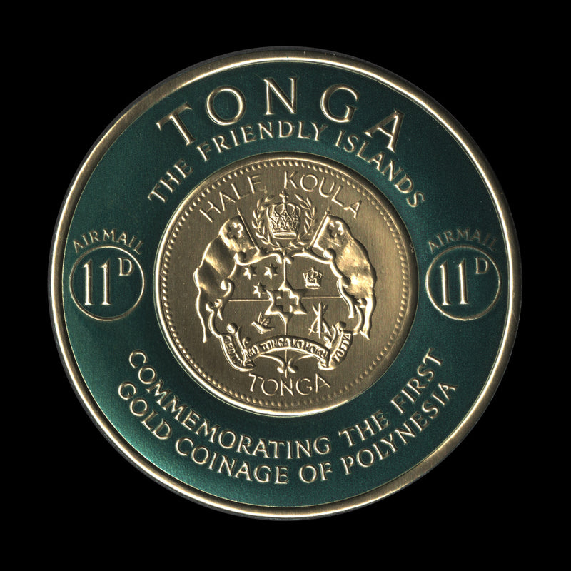 Tonga 1963 (Variety) 11d Gold Coinage with inverted backing paper