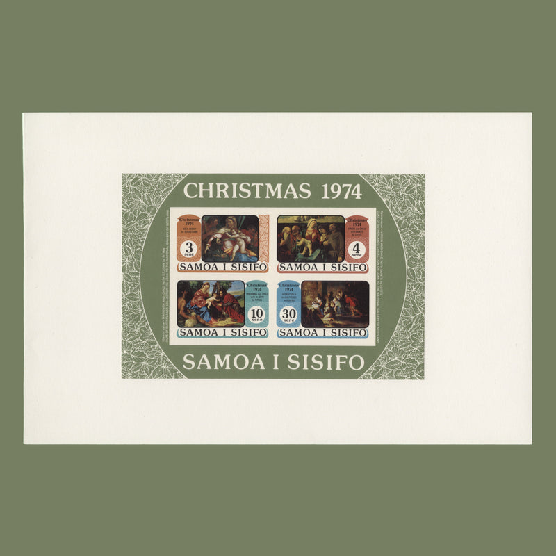 Samoa 1974 Christmas imperf proof miniature sheet