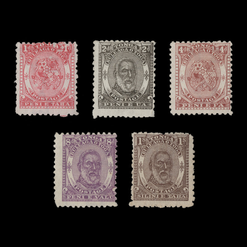 Tonga 1892 (Unused) Arms of Tonga & King George I Definitives