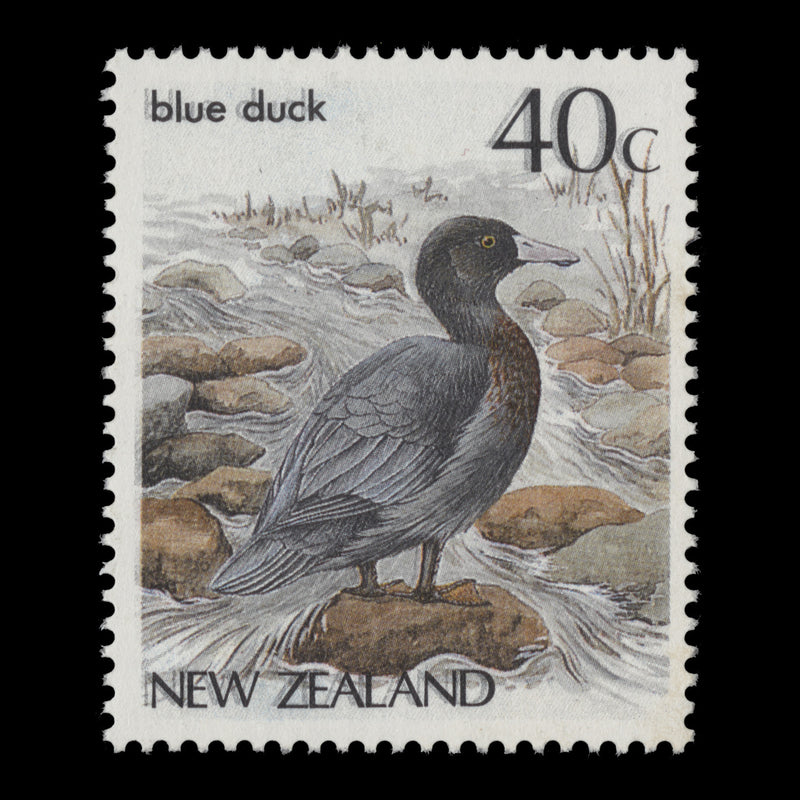 New Zealand 1987 (Variety) 40c Blue Duck with black double