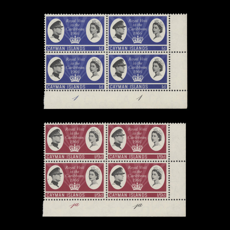 Cayman Islands 1966 (MNH) Royal Visit to the Caribbean plate blocks