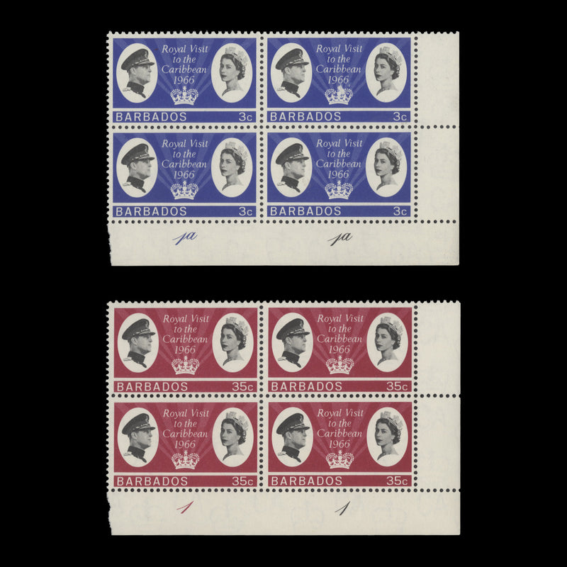 Barbados 1966 (MNH) Royal Visit to the Caribbean plate blocks