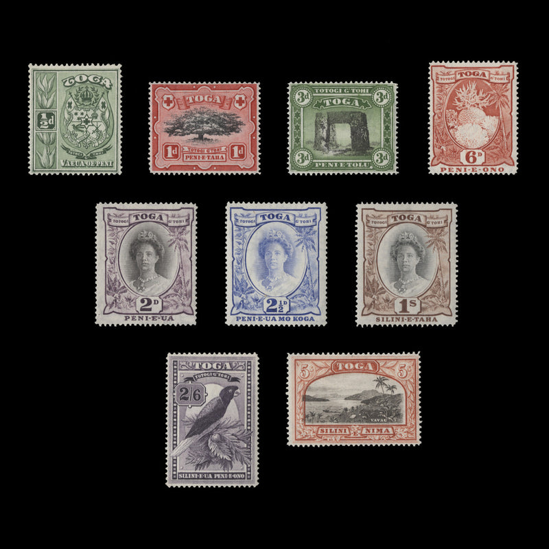 Tonga 1942 (MLH) Queen Salote Definitives, script CA watermark