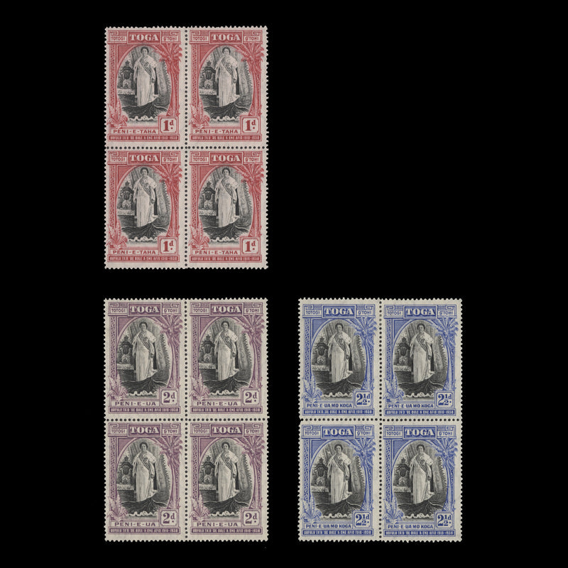 Tonga 1938 (MLH) Anniversary of Queen Salote's Accession blocks