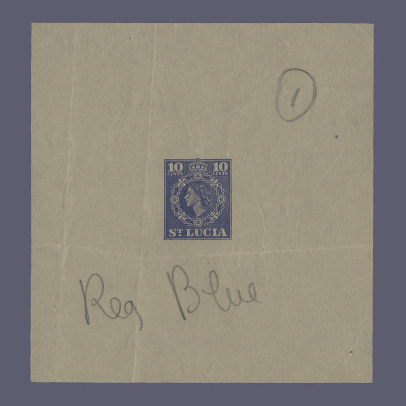 Saint Lucia 1955 (Proof) 10c Queen Elizabeth II for aerogramme in ultramarine