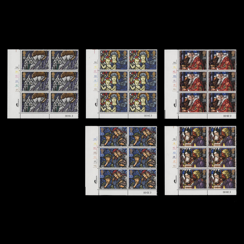 Great Britain 1992 (MNH) Christmas cylinder blocks