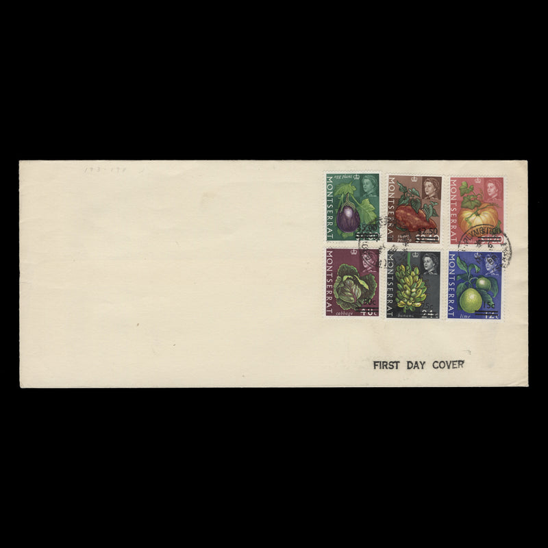 Montserrat 1968 (FDC) Crops Provisionals, upright watermark