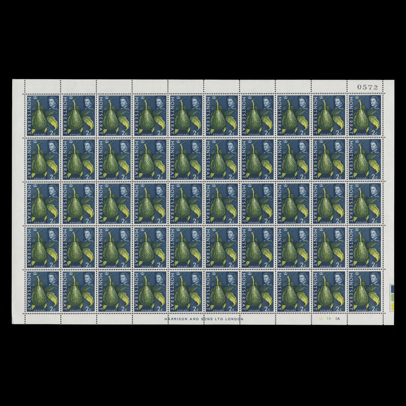 Montserrat 1970 (MNH) 2c Avocado sheet, sideways watermark