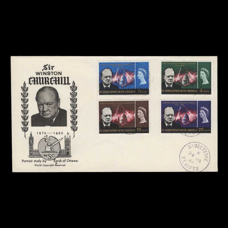 St Christopher Nevis Anguilla 1966 (FDC) Churchill Commemoration