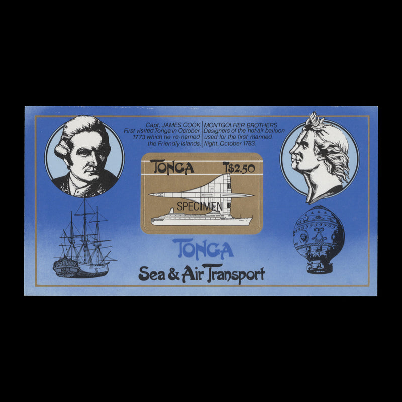 Tonga 1983 (MNH) Sea and Air Transport SPECIMEN miniature sheet