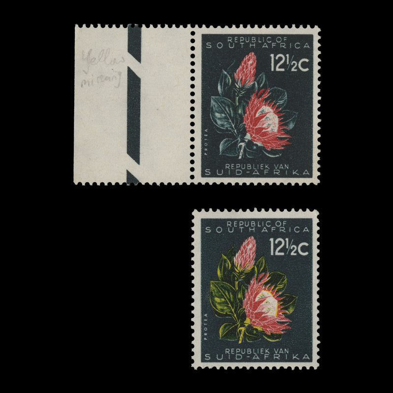 South Africa 1961 (Error) 12½c Protea missing yellow. SG207a