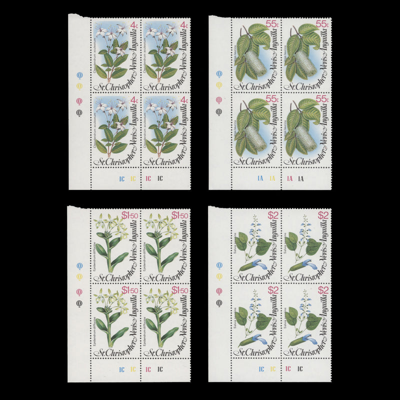 St Christopher Nevis Anguilla 1980 (MNH) Flowers plate blocks