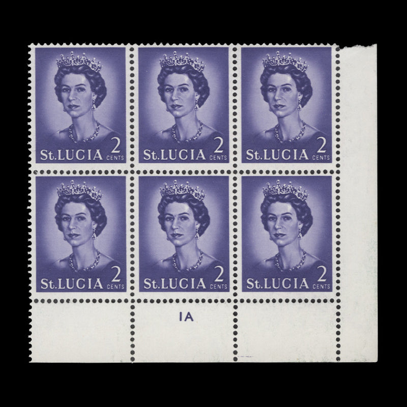 Saint Lucia 1964 (MNH) 2c Queen Elizabeth II plate 1A block