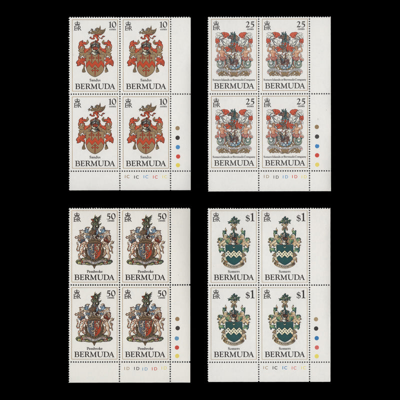 Bermuda 1983 (MNH) Coats of Arms traffic light/plate blocks