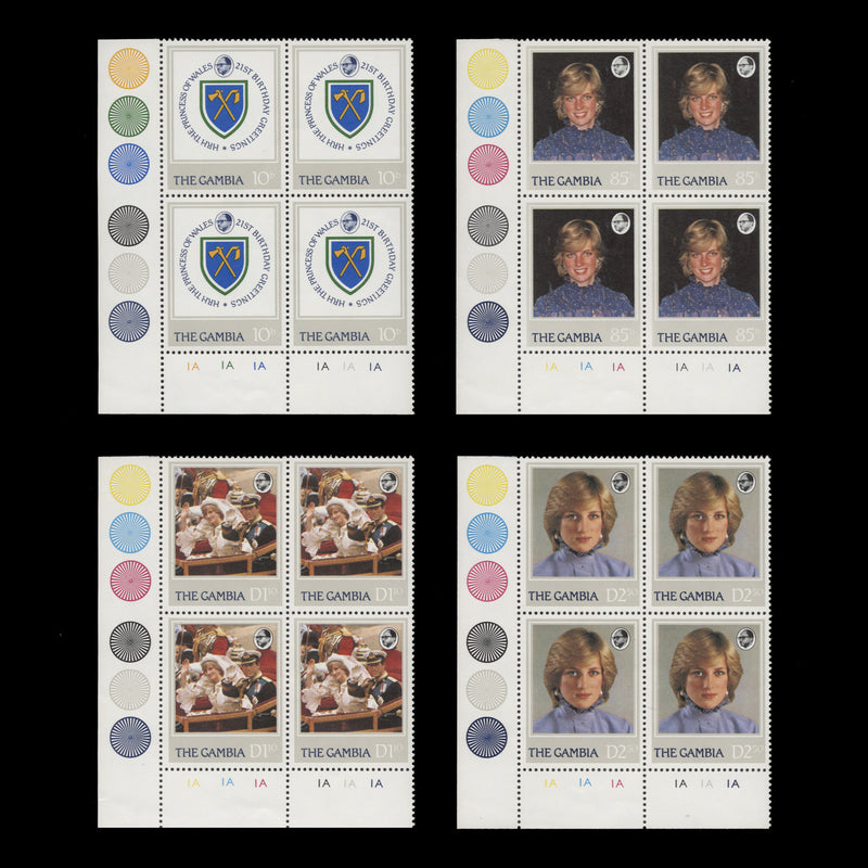 Gambia 1982 (MNH) Princess Diana's Birthday plate blocks