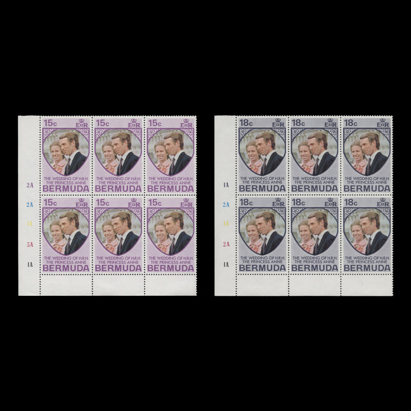 Bermuda 1973 (MLH) Royal Wedding plate blocks