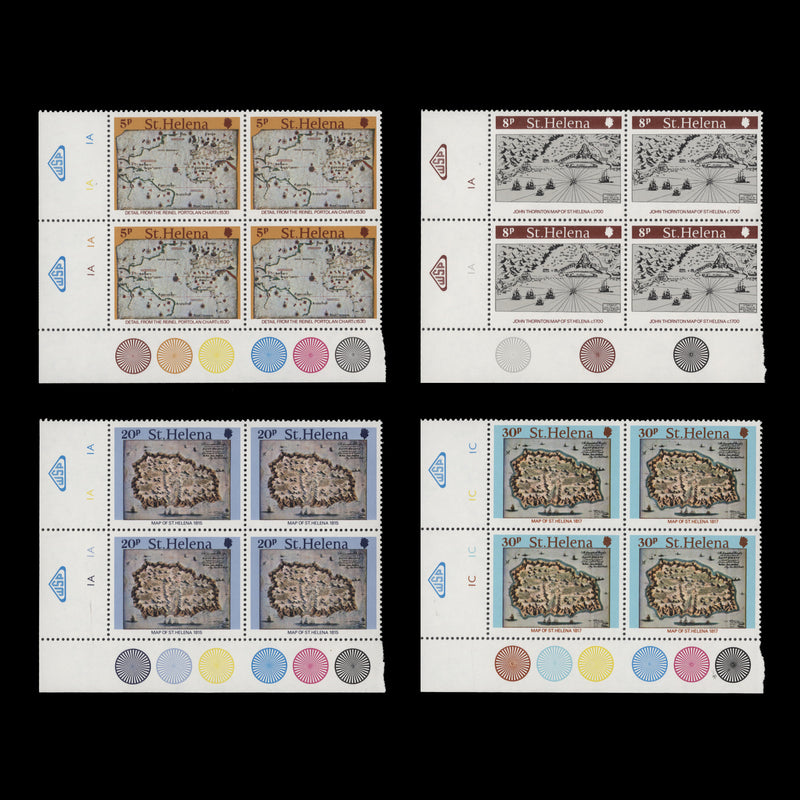 Saint Helena 1981 (MNH) Early Maps plate blocks