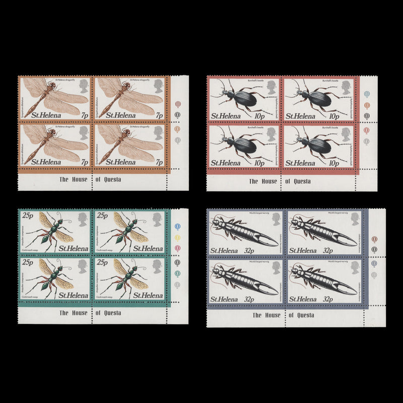 Saint Helena 1982 (MNH) Insects imprint/traffic light blocks