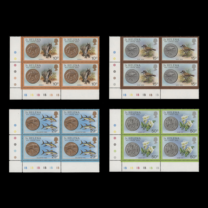 Saint Helena 1984 (MNH) New Coinage traffic light/plate blocks