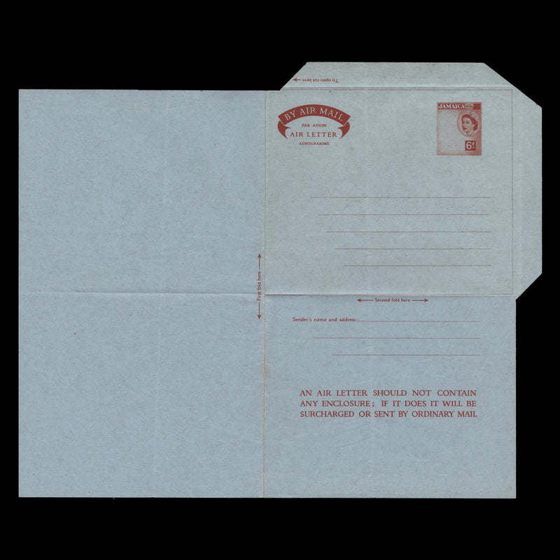 Jamaica 1968 (Error) 6d Doctor Bird air letter missing black