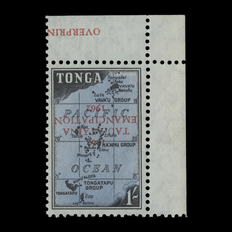 Tonga 1962 (Variety) 1s Centenary of Emancipation with inverted overprint